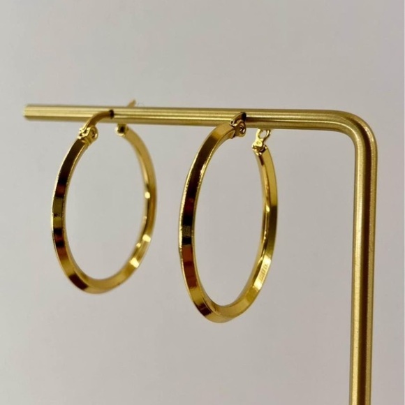 Beautiful Pair of High Quality Gold Plated French Hoop Earrings - Picture 4 of 4